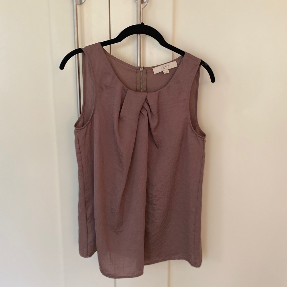 (B) Ann Taylor Loft silky cocoa brown top.